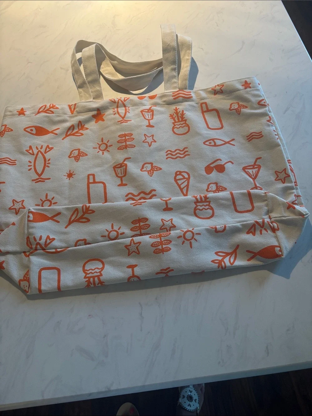 Canvas Tote with Coral Summer Icons